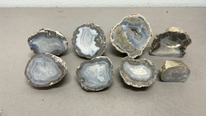 (8) Assorted Geodes W/ Crystals Great For Collectors (See Photos For Types)