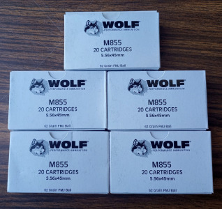 (88) Rounds of Wolf M855 5.56x45mm 62 Grain FMJ Ball