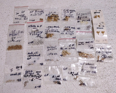 (19) Bags of Assorted GF Bracelet Clips, Clip Dangles, SM Bails, LG Bails, Srew Posts, Claps & More (For Making Jewelry)