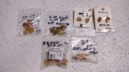 4(Assorted Bags of GF Brooch, Earrings, Pearl Post & More (For Making Jewelry)