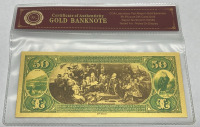 $50 99.9% Pure 24k Carat Gold Banknote W/ C.O.A. - 3