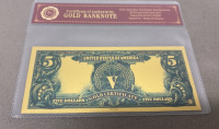 $5 Certified Gold Banknote 99.9% Pure 24k Carat Gold W/ COA - 2