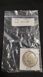 (1) 1972 & (1) 1972 D Ike Dollar Coins