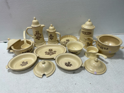 Vintage Cream Ceramic Kitchen Set – Cookie Jar, Coffee Pot, Soup Tureen & More