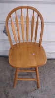 (2) Wooden Swivel Bar Stools (Light Brown) - 8