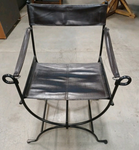 (1) Leather Chair w/ Sturdy Metal Frame