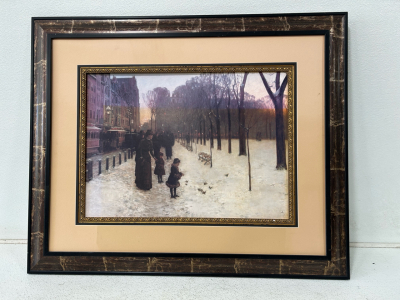 (1) Vintage style painting & other assorted frames and photos