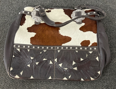 American West Leather Cow Print Purse