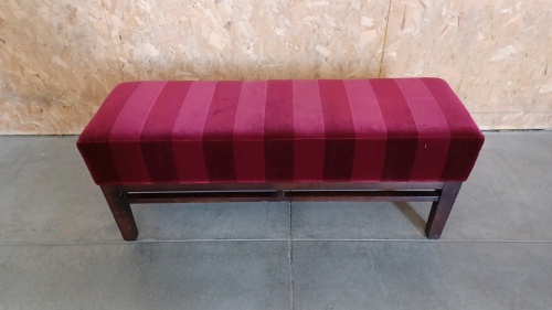 Elegant Red-Velvet Colored Padded Entry Bench