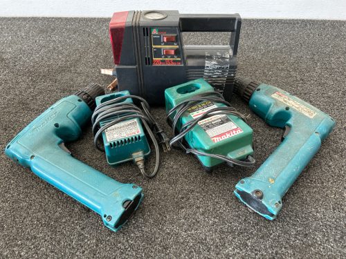 Makita Drills, Chargers, Batteries and Alltrade Small Compressor