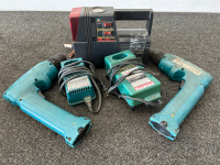 Makita Drills, Chargers, Batteries and Alltrade Small Compressor