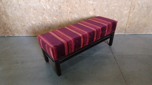 Elegant Red-Velvet Colored Padded Entry Bench