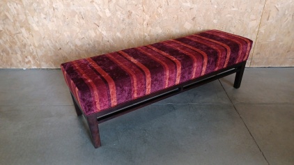 Elegant Red-Velvet Colored Padded Entry Bench