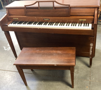 VINTAGE BALDWIN PIANO WITH BENCH.