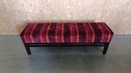 Elegant Red-Velvet Colored Padded Entry Bench