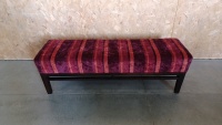 Elegant Red-Velvet Colored Padded Entry Bench