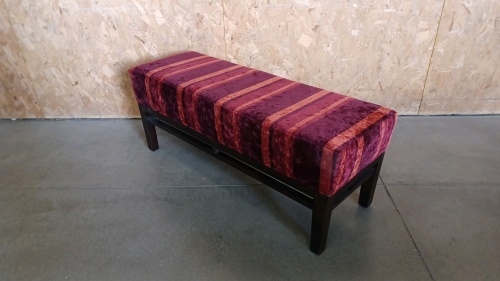 Elegant Red-Velvet Colored Padded Entry Bench