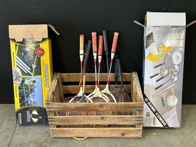 Wooden Box, Rackets, Badminton Game and More