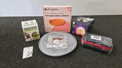 (1) Drapkin 4 in 1 Silicone Liner (1) Multi-Purpose Microwave Cover and Mat (1) Portable Hard Case and More!