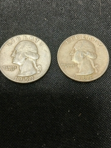 (1) 1959 (1) 1964 Silver Quarters