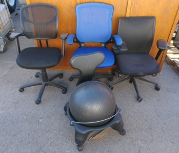 (3) Office Chairs (1) Posture Chair w/ Ball