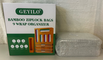 Bamboo Ziplock Bags 9 Wrap Organizer, And 6-Pack Cocktail Glasses