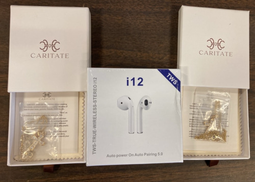 Caritate Cross Necklaces & i12 Earbuds