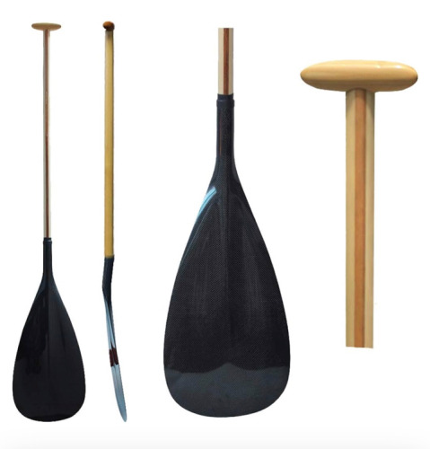 Hybrid Wooden Shaft and Carbon Fiber Outrigger Canoe Paddle