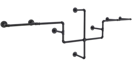 Black Industrial Pipe Clothing Rack Wall Mount