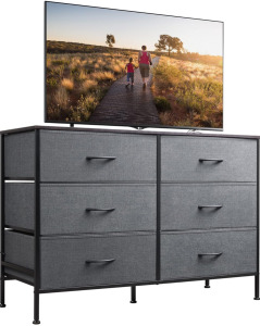 Gray Charcoal Wlive Wide Dresser With 6 Drawers