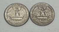 (2) Silver Washington Quarters Dated 1964 - 2