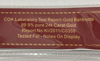 $50 99.9% Pure 24k Carat Gold Banknote W/ C.O.A. - 4