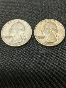 1961. 1962. Silver Quarters.