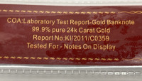 $1000 99.9% Pure 24k Carat Gold Banknote W/ C.O.A. - 4