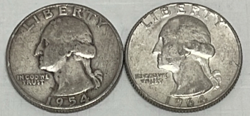 (2) Silver Washington Quarters Dated 1954 And 1964