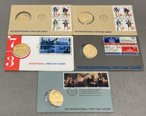 (5) Bicentennial First Day Cover Rounds W/ Original Stamped Envelopes