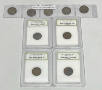 (5) Buffalo Nickels 1929-1935, (4) Lincoln Wheat Cents (Carded)