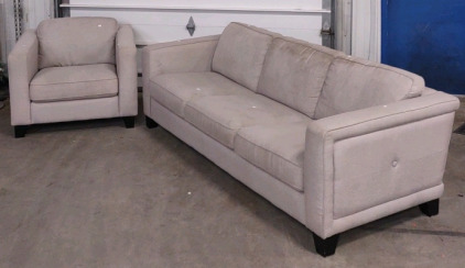 (1) Single Seater Couch Chair & (1) 3-Seater Couch (White)