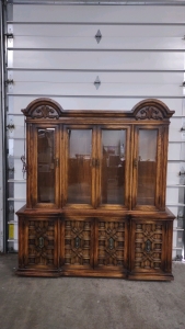 74"x 20"x 7' China Hutch w/ Cabinet Piece (Dark Wood)