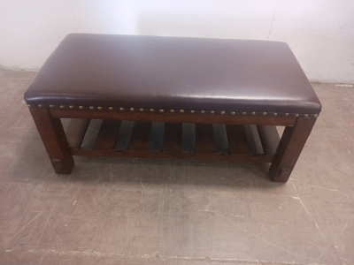 41"x 20"x 17½" Wood Leather Top Bench