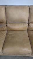 3-Seater Real Leather Tan Couch - 8