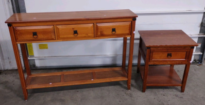 49"x 12½"x 36" Hallway Dresser/Shelf & 21"x 18¾"x 24½" End Table