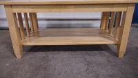 42"x 24"x 18" Birch Wood Coffee Table & 44½"x 21"x 33½" Foldable Table Stand w/ Drawer & Shelves Built Into It - 4