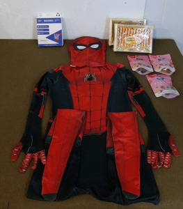 (1) Spiderman Far From Home Adult Cosplay Costume, XL, (2) Packages Of Good Humor 12-Count Candy Canes, Orange Creamsicle, (3) 2.39-Oz Bags Of Amos 4-D Gummy Fruits (1) Massiel Basketball Net