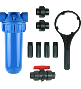 Aquasana EQ-075 Rhino Whole House Water Filtration System with 3/4” Fittings & 10” Pre-Filter Install Kit - Blue