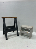 (1) Saw Horse (1) Wood Stool - 2