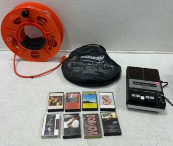 (1) Extension Chord Reel (1) Booster Cable (1) Cassette Player & More