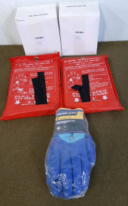 (1) 2-Pack Of Lined Winter Double Latex Gloves, Large, (2) 39" x 39" Fire Blankets & (2) 4-Packs Of Fly Traps