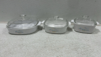 (1) Set of baking dishes (1) Assororted kitchenware (1) Box of coffee mugs - 2