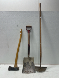 Vintage Axe, Shovel & Half-Moon Edger Set - Heavy-Duty Outdoor Tools